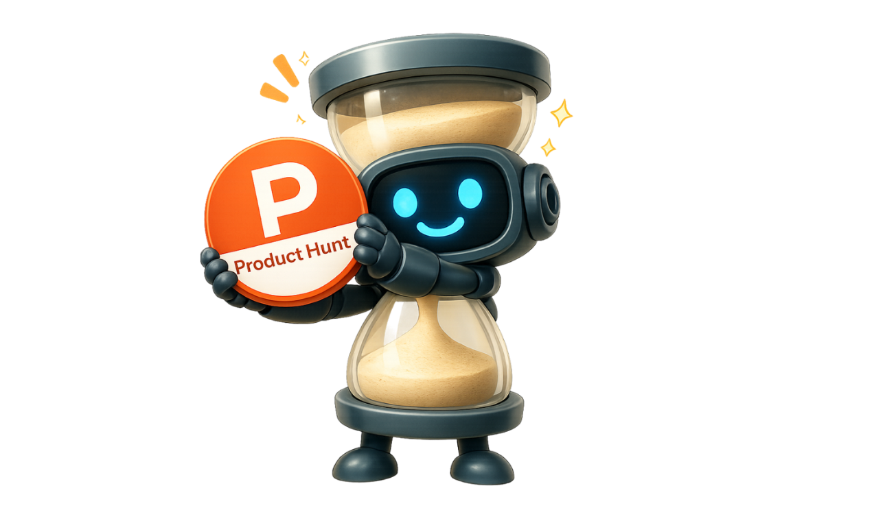 kibi holding the product hunt sign