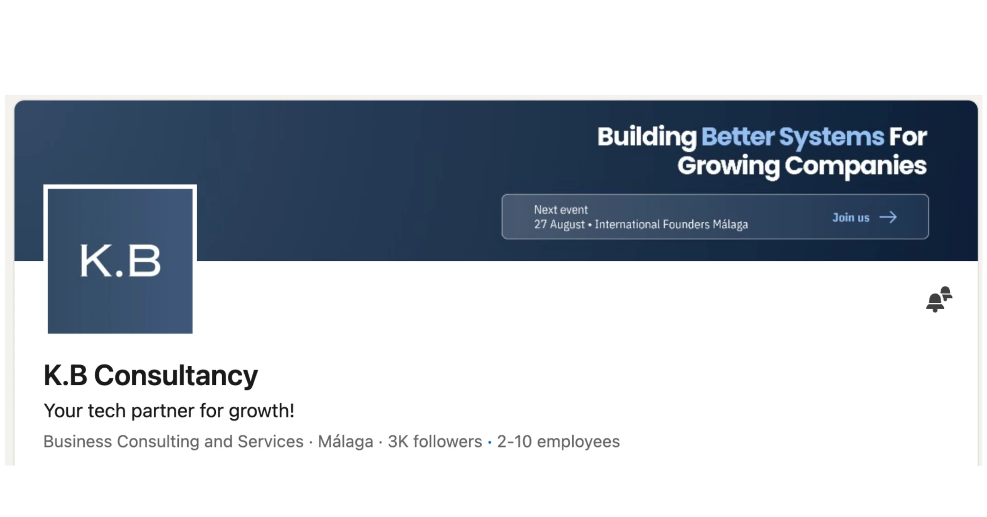 k.b consultancy linkedin company page — banner, logo and profile set up from scratch
